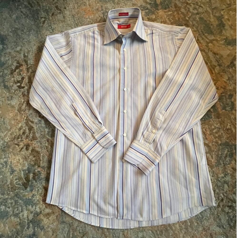 Report Collection Men’s Striped Button-Down Shirt – Size M